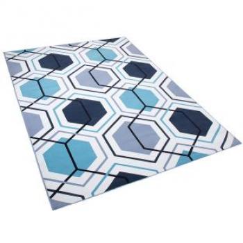 Alfombra Multicolor 140 x 200 cm de Poliéster con Patrón Geométrico Lineal Giresun