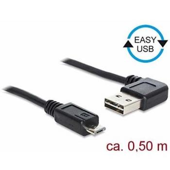 Cable USB DeLOCK 0.5m, USB 2.0-A a Micro-B, color negro