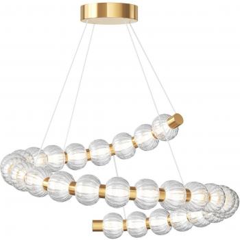Lámpara Colgante LED Amulet Ø 80 cm, Transparente/Dorada, Vidrio