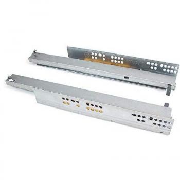 Juego de guías ocultas para cajones, extracción total, con sistema push, profundidad 250mm, acero zincado color plata