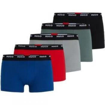 Pack 5 Bóxers HUGO para hombre multicolor con logo, incluye colores azul, rojo y gris, talla M