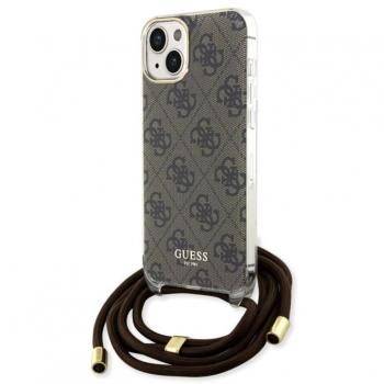 Funda Guess en Silicona diseño 4G con Cordón para iPhone 15 | 14 | 13 color Marrón GUHCP15SHC4SEW