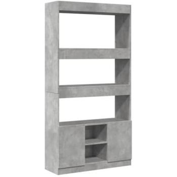 Aparador alto de madera de ingeniería gris hormigón 92x33x180 cm