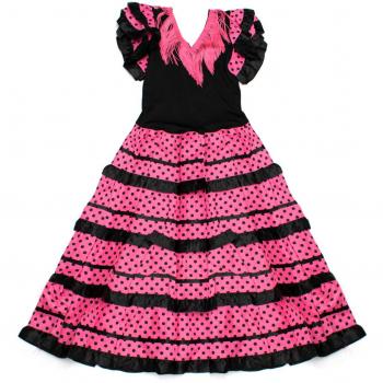 Vestido Flamenco VS-NPINK-LN12 Rosa Talla 12 con Diseño de Lunares - Bixoto.com