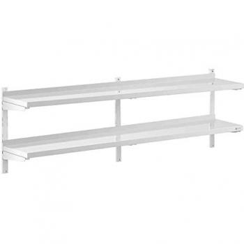 Estante de pared de acero inoxidable - 2 estantes - 30 x 200 cm