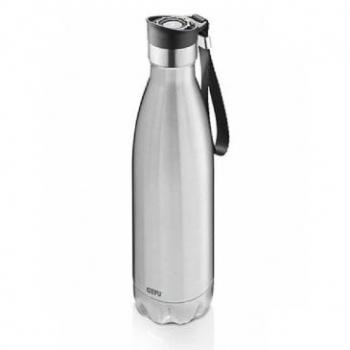 Botella Térmica OLIMPIO 750 ml - Acero Inoxidable Plateada con Asa, Ideal para Bebidas Gasificadas