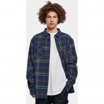 Urban Classics Dark Blue and Bottle Green Checked Mountain Shirt