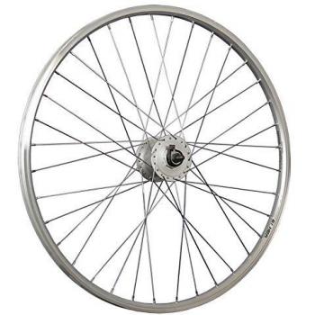 Rueda Delantera de Bicicleta 26 Pulgadas Doble Pared con Dinamo y Buje Plateado