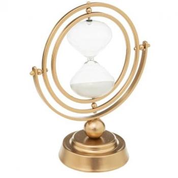 Reloj de arena decorativo Bota en metal dorado y cristal - 23 cm