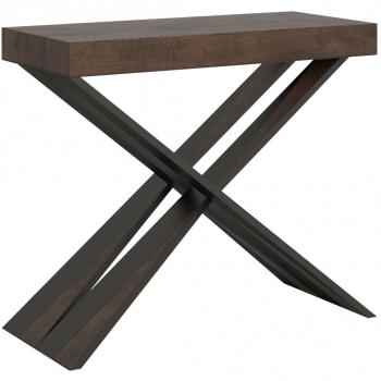 Consola extensible 90x40/196 cm efecto madera nogal y hierro Diago Small