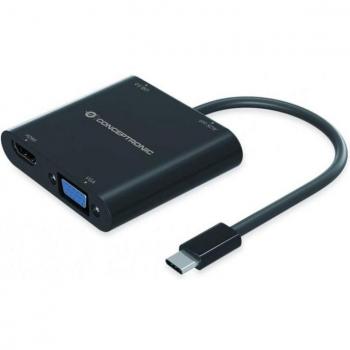 Conceptronic DONN09 Adaptador USB-C 4-en-1 HDMI, VGA, USB-C PD (Power Delivery), Jack 3.5mm
