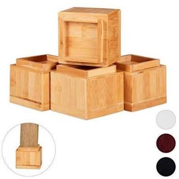 Set de 4 Elevadores para Muebles, Aumento de 8.5 cm, Ideal para Mesas, Sillas y Camas, Dimensiones 10x11.5x11.5 cm, Material Natural