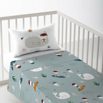 Juego de Sábana Cuna/Maxicuna Infantil Bebé 100% Algodón Surf B Haciendo el Indio Fabricado en España