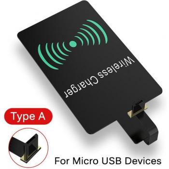 Receptor de Cargador Inalámbrico Qi para iPhone 5, 5s, 6, 6s, 7 y Samsung con Adaptador Micro USB y Tipo C