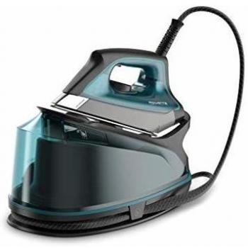 Rowenta Compact Steam Pro DG7623 Centro de planchado, 6.3 bares de presión, golpe de vapor de 325 g/minuto, suela antiarañazos deslizante, sistema eco, Color Azul/Negro