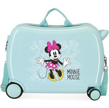 Maleta Infantil Rígida 2 Ruedas Multidireccionales Disney Minnie Enjoy the Day Oh Boy Verde, con Capacidad de 34L Correpasillos