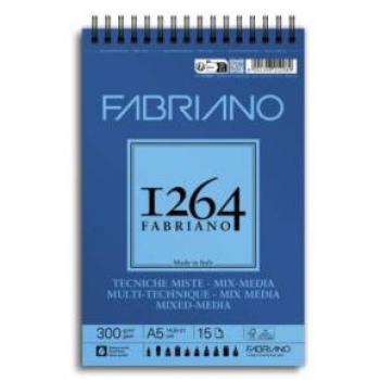 Block de Dibujo Fabriano 1264 Técnicas Mixtas Espiral A5 300gr