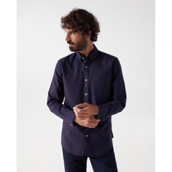 Camisa de hombre regular lisa de manga larga Salsa Jeans con bolsillo Oxford