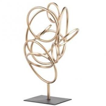 Figura Decorativa de Metal Elegante y Sofisticada 21x15x40 Cm en Negro y Dorado