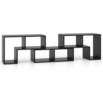 Mueble TV moderno 3 piezas combinable para televisores hasta 165,1 cm, color negro