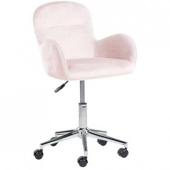 Silla de Oficina Giratoria de Terciopelo Rosa Ajustable en Altura Priddy