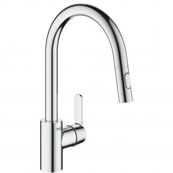 Grifo Monomando Grohe 31484001 - Mezclador de fregadero 'cuello de cisne' con ducha extraíble de 2 chorros