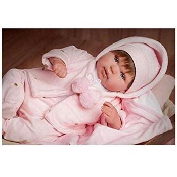 Muñeca Bebé Reborn Arias de 45cm con Pelo y Manta Blanca - Modelo 98031