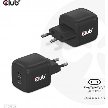 Cargador de viaje Club 3D 45W 2xUSB-C Negro (CAC-1909EU)