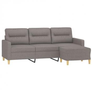 Sofá de 3 plazas con reposapiés Tortorora 180 cm en tela gris taupe