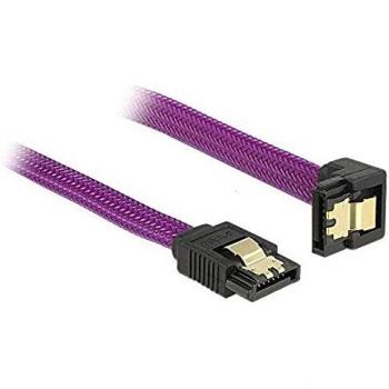 Cable SATA III 6Gb/s 50cm Premium Violeta con Conectores Macho y Sujetadores Metálicos