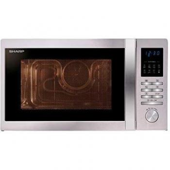 Sharp R-322STWE - Microondas con placa giratoria, 25 L, 900 W, 8 menús de cocción automática