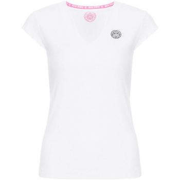 BIDI BADU Neck tee Bella 2.0 Tech-Camiseta de Cuello en V, Mujer, Blanco, Extra-Small