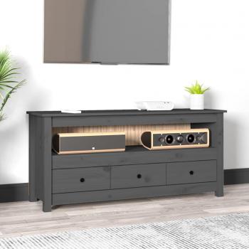 Mueble para TV de madera maciza de pino gris 114x35x52 cm