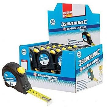 Caja Expositora de Flexómetros Autoblocantes Silverline, 30 Piezas, 5 m x 19 mm