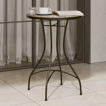 Mesa Bistro de Mosaico de Terracota y Cerámica Blanca Ø50x70 cm Naranja