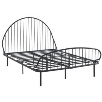 Cama 140 x 190 cm - Metal - Negro - ISELIA - Diseño Moderno - Soporta hasta 240 kg