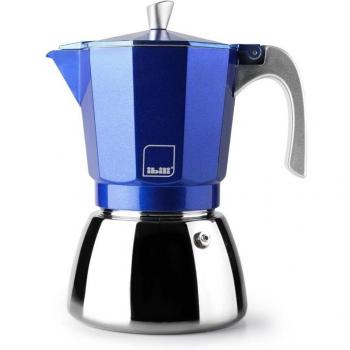 Cafetera Espresso Ibili Elba Azul 3 Tazas, Aluminio y Base de Acero Inoxidable, Compatible con Inducción