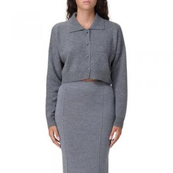 Pinko Women's Cropped Gray Cardigan Sweater with Button Closure - Size S
