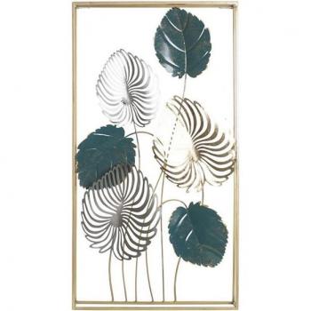 Fíjalo Decoración de Pared en Metal con Diseño de Hojas Doradas - Elegante y Moderno (50 x 8.3 x 91 cm)