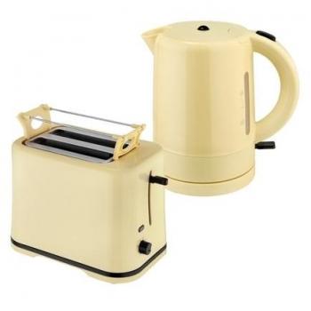 Efbe-Schott Juego de desayuno WK 1080 + to 1080 Hervidor de agua de 1 L y 2 tostadas vanill Amarillo