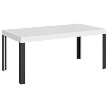 Mesa extensible 90x180/284 cm línea de fresno blanco con estructura antracita