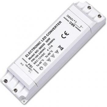 Kambo Transformador 220V a 12V LED Fuente de Conductor Alimentación LED 50W 230V 4.17A 1 Paquete Blanco para Bajo Voltaje Bombillas G4 MR16 GU5.3 MR11 Tira LED