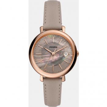 Reloj Fossil Jacqueline ES5091 para Mujer de Acero con Correa de Piel Gris Sostenible Solar