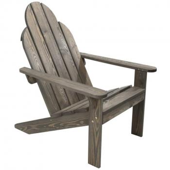 Tumbona Adirondack de madera para exterior, resistente, con reposabrazos, dimensiones 92,5 x 69,5 x 89 cm, color gris