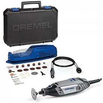 Dremel 3000 - Multiherramienta, 130 W, kit con eje flexible y 25 accesorios, velocidad variable 10.000-33.000 rpm para tallar, fresar, amolar, limpiar, pulir, cortar, lijar y grabar