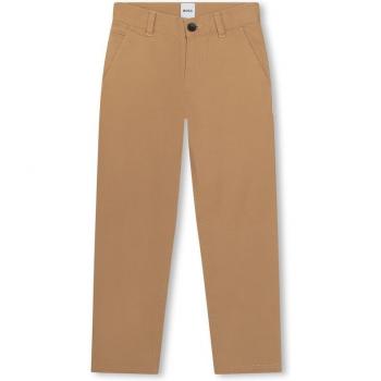BOSS Kidswear Beige Slim Fit Twill Chino Trousers with Waist Loops for Boys