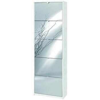 Mueble Zapatero Compacto Espejo Blanco Óxido 5 Puertas 63x29xh190 cm