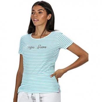 Regatta Olwyn-Camiseta De Manga Corta Y Algodón Coolweave A Rayas T-Shirts/Polos/Vests, Mujer, Ceramic, 16