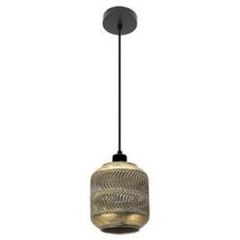 Lámpara Colgante Vizela Negro/Oro Envejecido 1xE27 Ø18cm