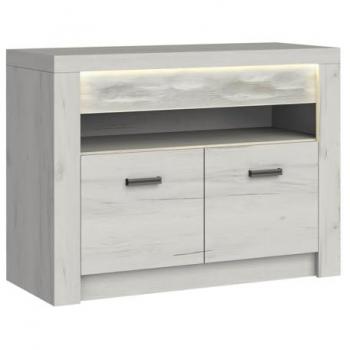 Mesa de TV Stanton C107 con LED, Arte Blanco, 96x73x42cm, 2 Puertas